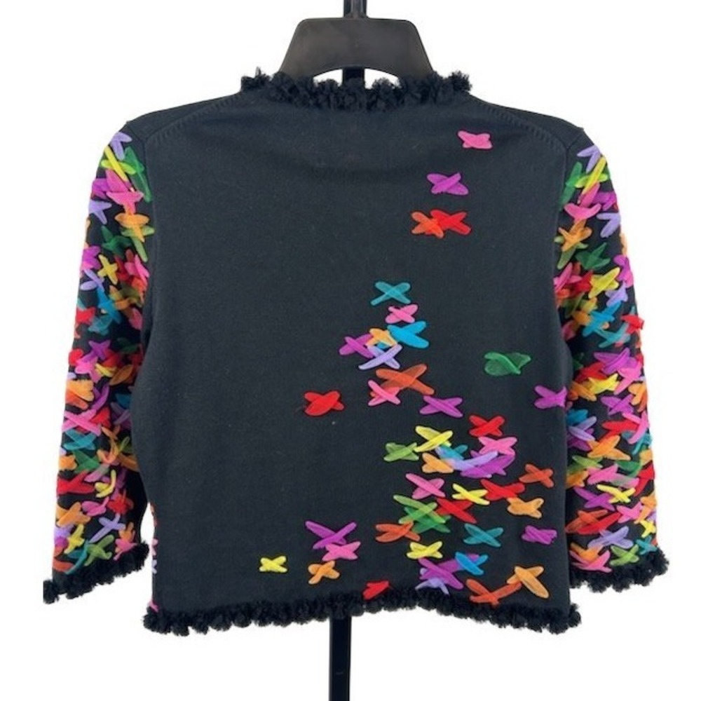 Y2K Michael Simon Multicolor Embroidered Cardigan Sweater Women's Size Small - Picture 2 of 4